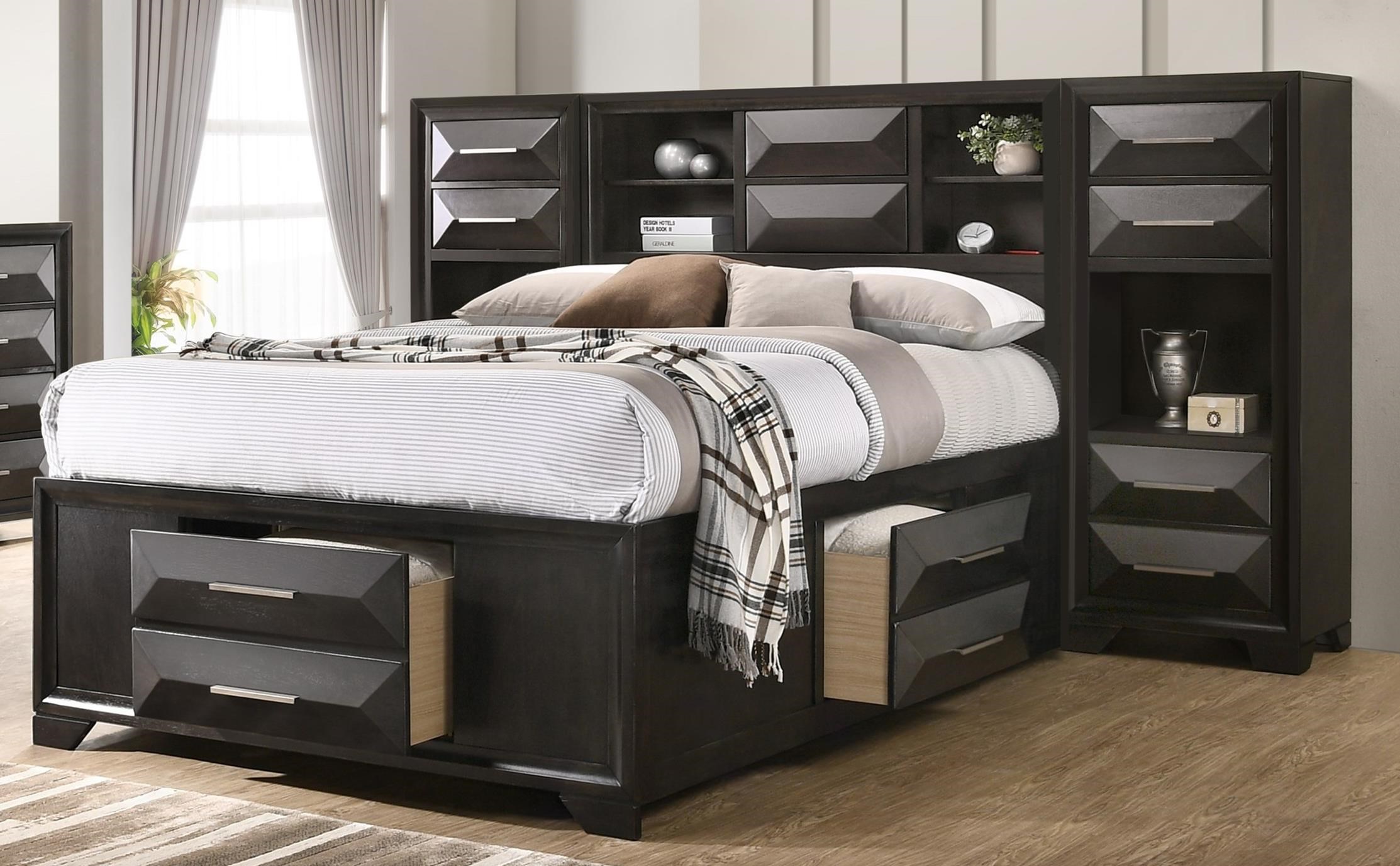 Lane Aria Casual Queen Pier Bed with Shelves and Storage Drawers | Find